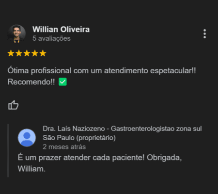 Dra Lais Naziozeno Médica Gastroenterologista São Paulo Zona sul - Hospital Sírio-Libanês, Hospital 9 de Julho e Hospital São Luiz - São Caetano do Sul