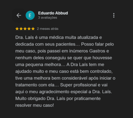 Dra Lais Naziozeno Médica Gastroenterologista São Paulo Zona sul - Hospital Sírio-Libanês, Hospital 9 de Julho e Hospital São Luiz - São Caetano do Sul