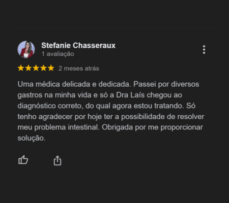 Dra Lais Naziozeno Médica Gastroenterologista São Paulo Zona sul - Hospital Sírio-Libanês, Hospital 9 de Julho e Hospital São Luiz - São Caetano do Sul